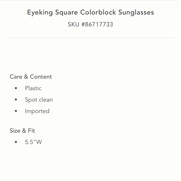 Anthropologie NWT Eyeking square color block sunglasses. Sold out @anthro. - Picture 3 of 9